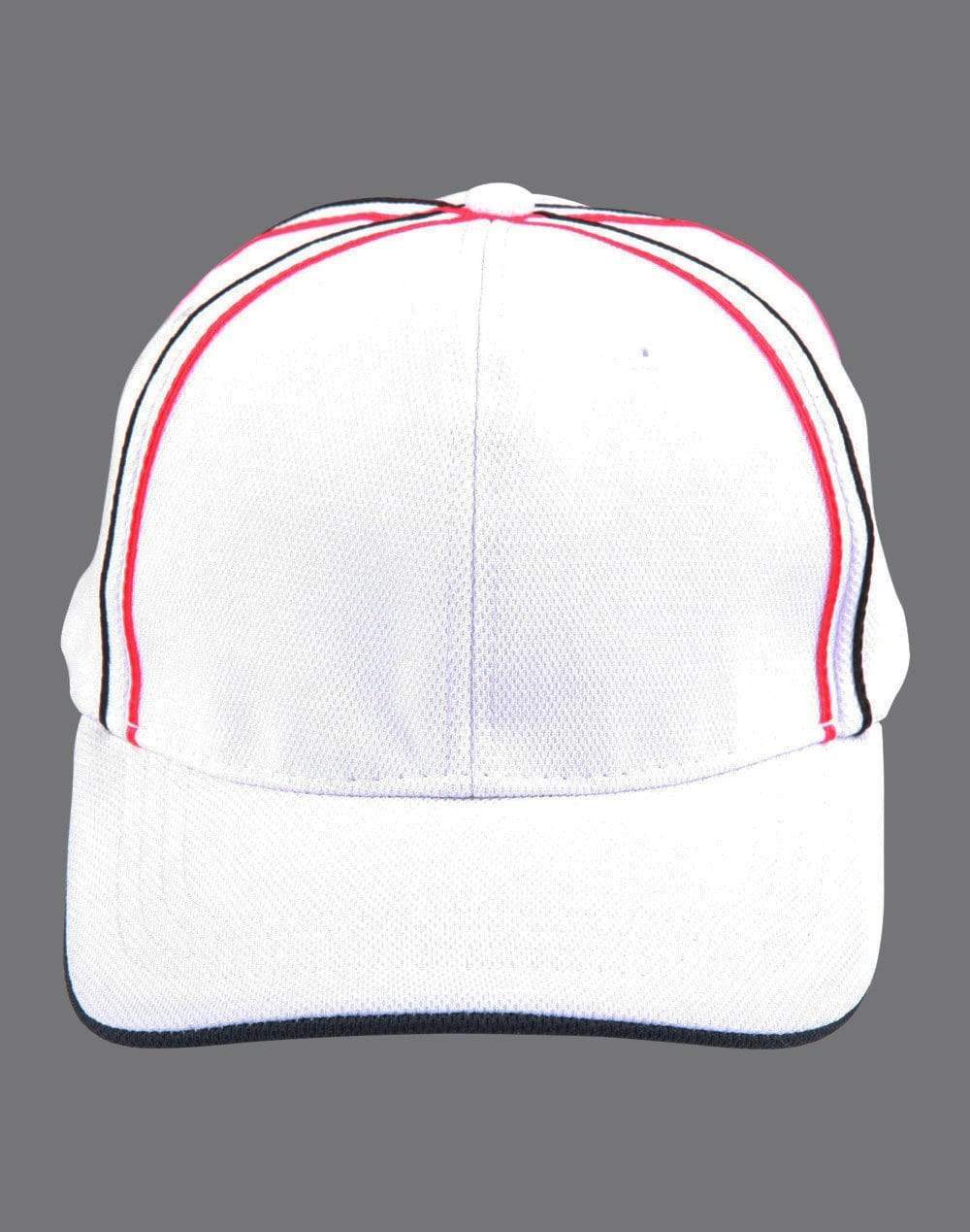 Tri-colour Pique Mesh Cap Ch76 Active Wear Winning Spirit White/Navy/Red One size 