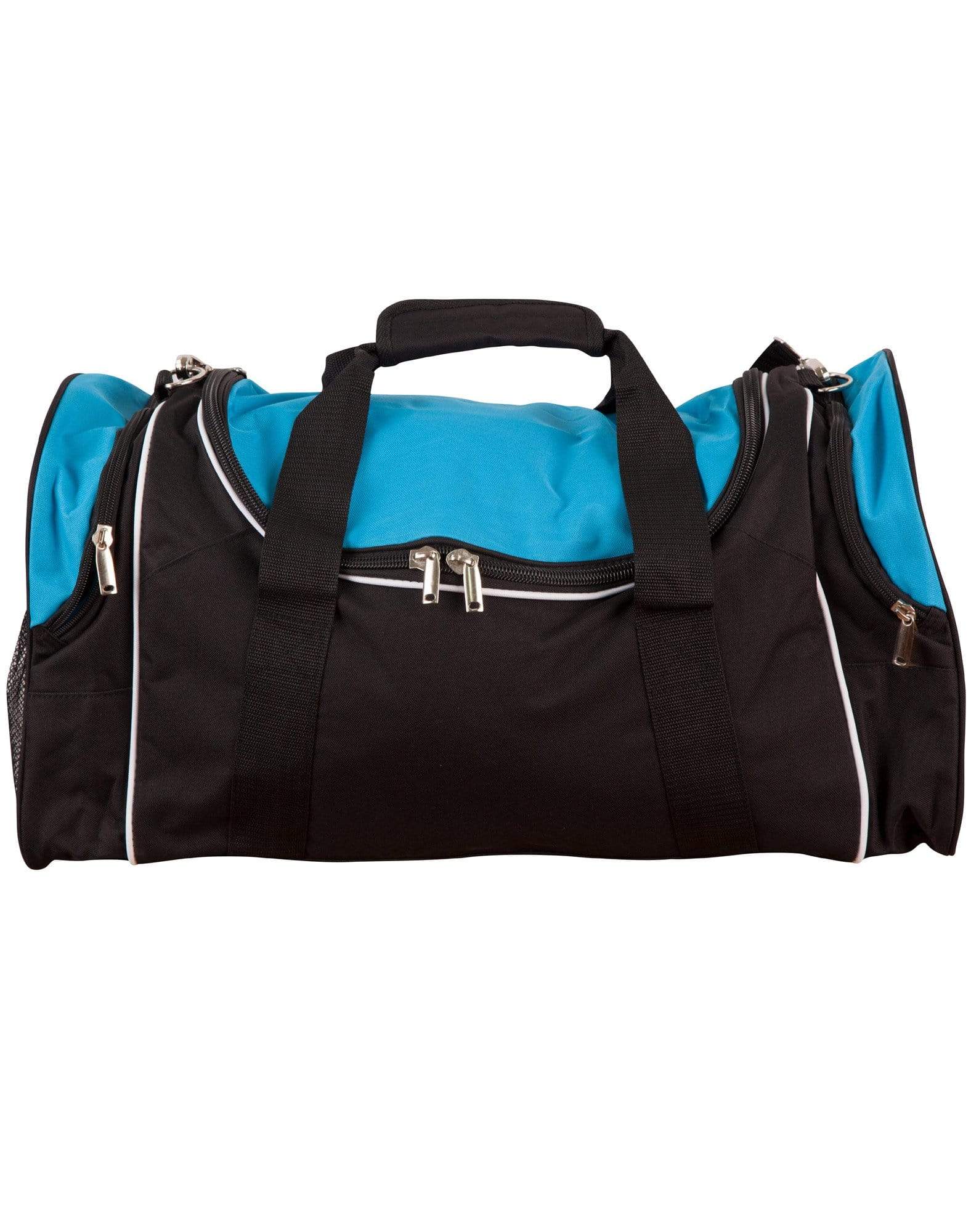 Winner Sports/ Travel Bag B2020 Active Wear Winning Spirit Black/White/Aqua Blue "(w)65cm x (h)32cm x (d)27cm, 56.2 Litres Capacity" 