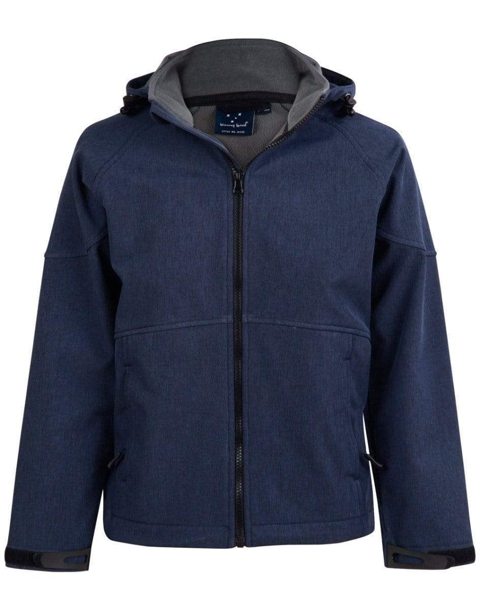 Winning Spirit Aspen Softshell Hood Jacket Men's Jk33 Casual Wear Winning Spirit Marl Navy/Charcoal S 