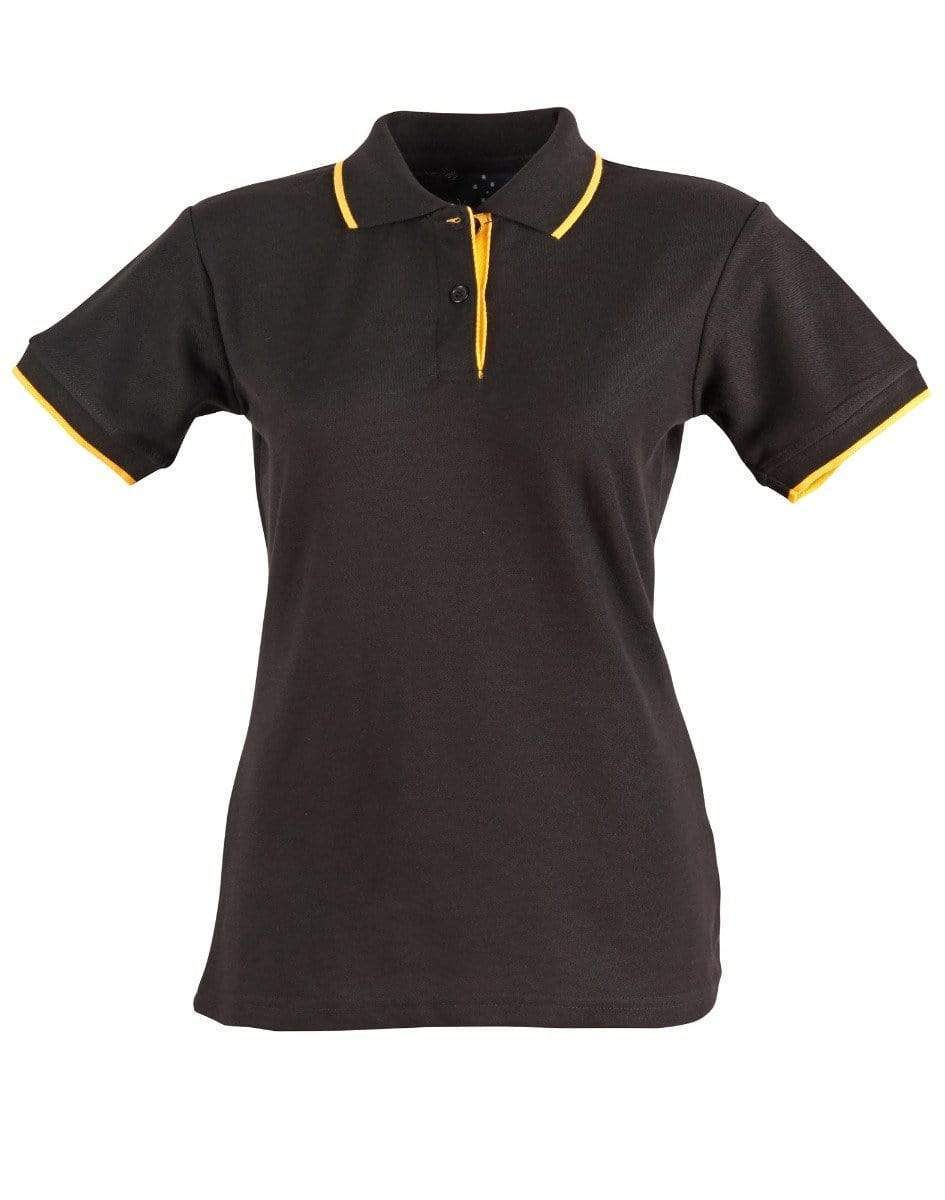 Winning Spirit Liberty Polo Ladies Ps48a Casual Wear Winning Spirit Black/Gold 6 