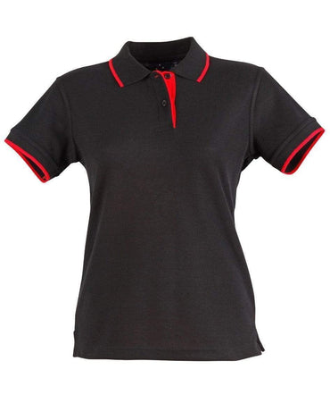 Winning Spirit Liberty Polo Ladies Ps48a Casual Wear Winning Spirit Black/Red 6 