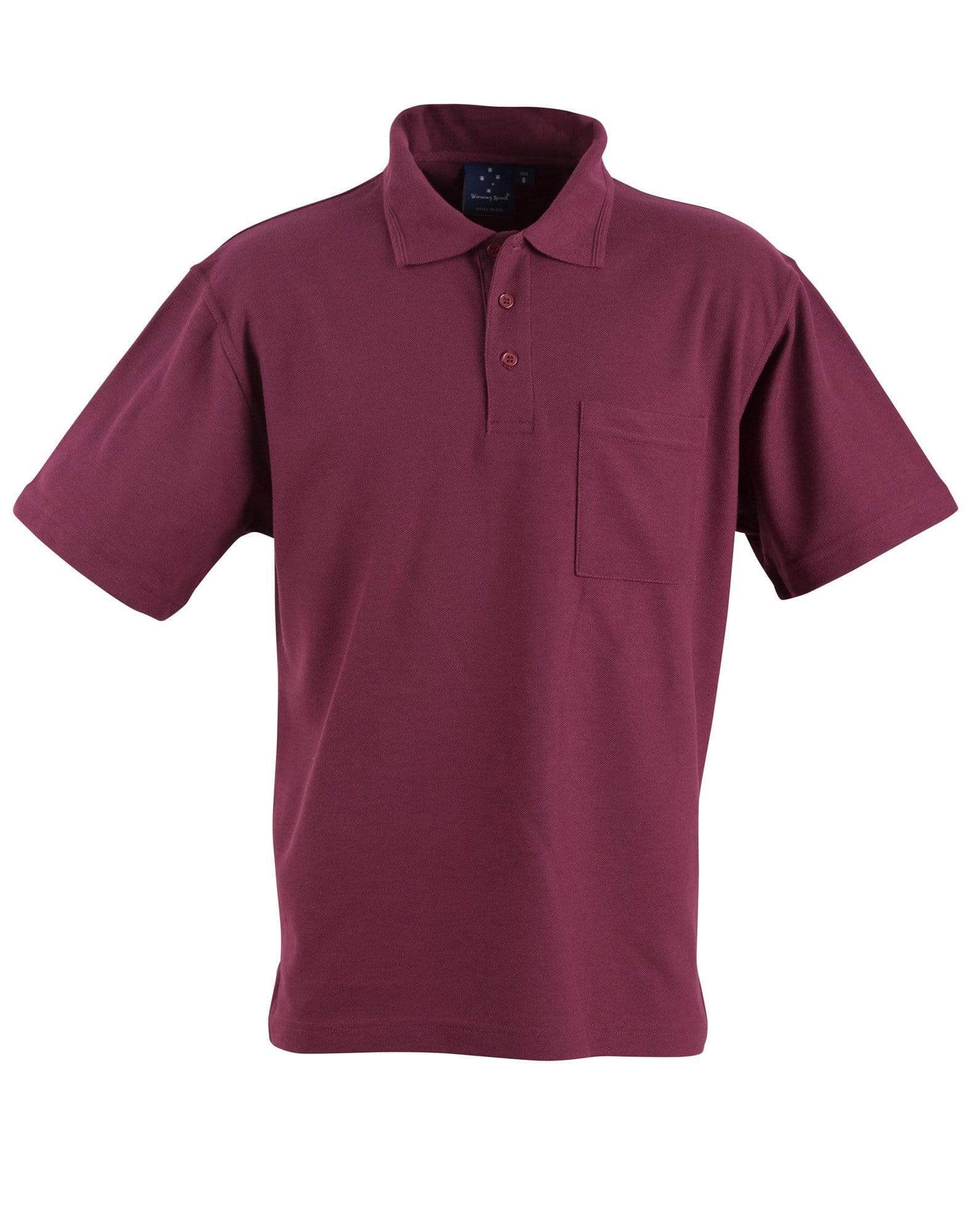 WINNING SPIRIT POCKET POLO Unisex PS41 Casual Wear Winning Spirit Maroon XS 