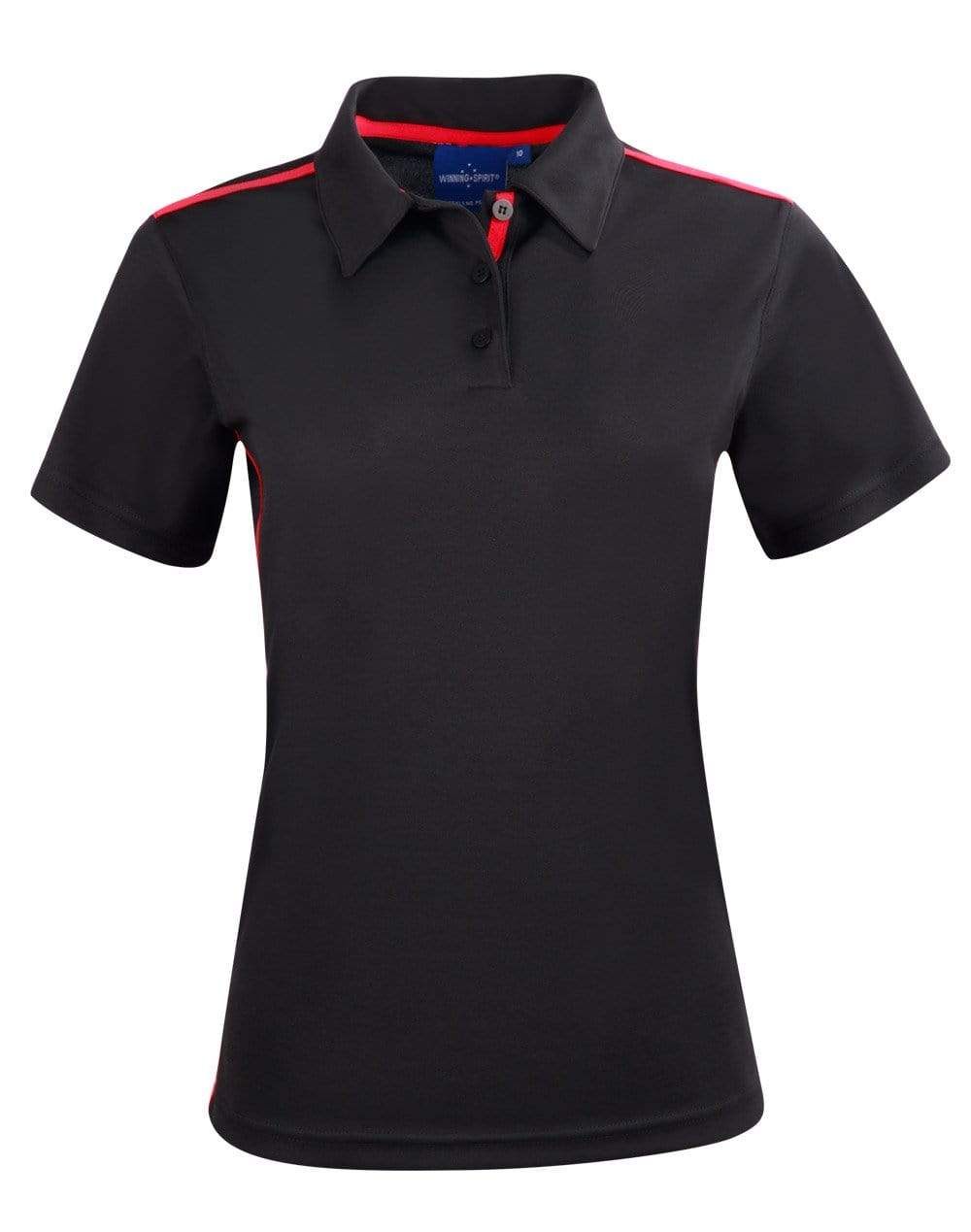 Winning Spirit PS84 STATEN POLO SHIRT Ladies Casual Wear Winning Spirit Black/Red 6 