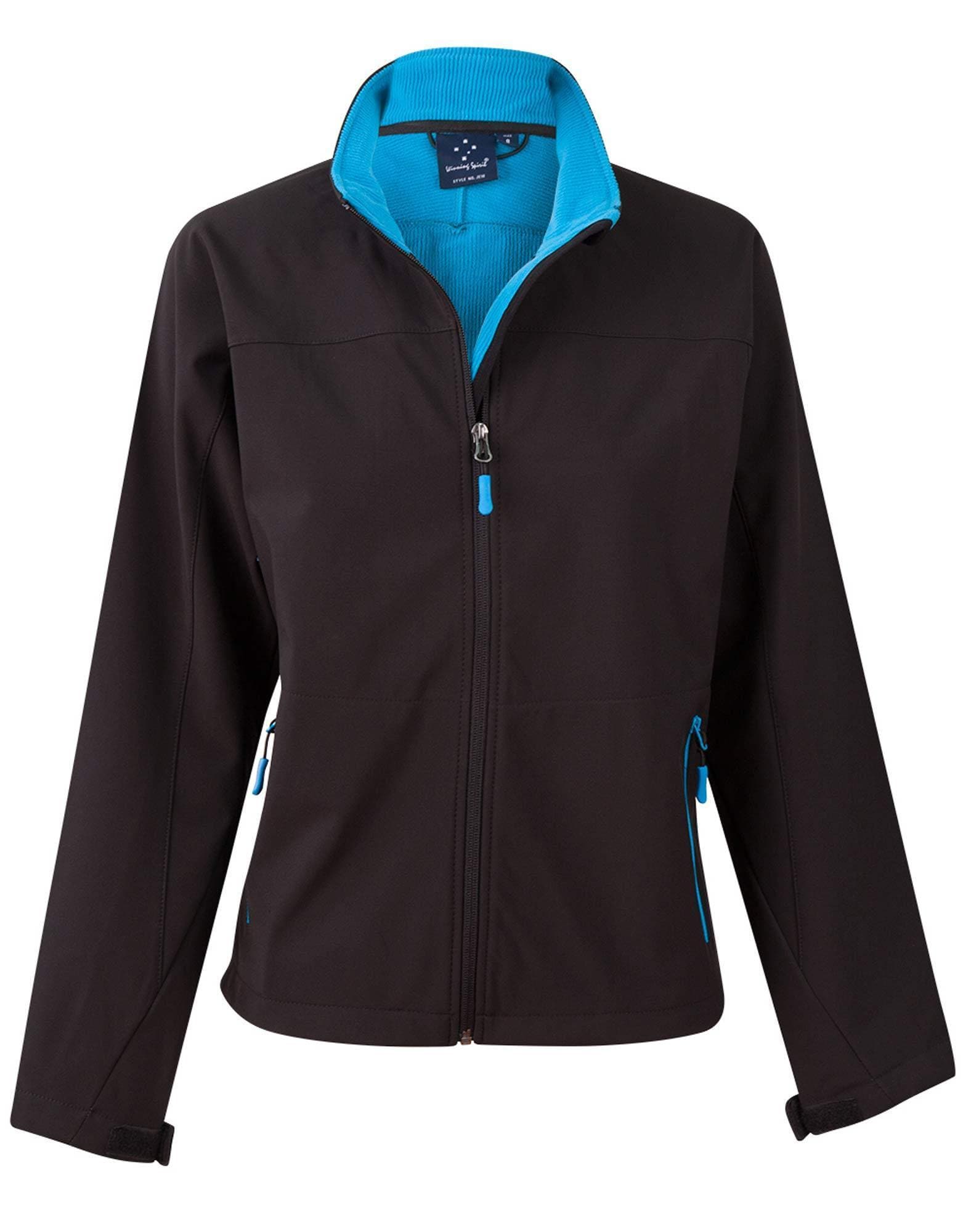 WINNING SPIRIT ROSEWALL SOFT SHELL Ladies JK16 Casual Wear Winning Spirit Black/Cyan 8 