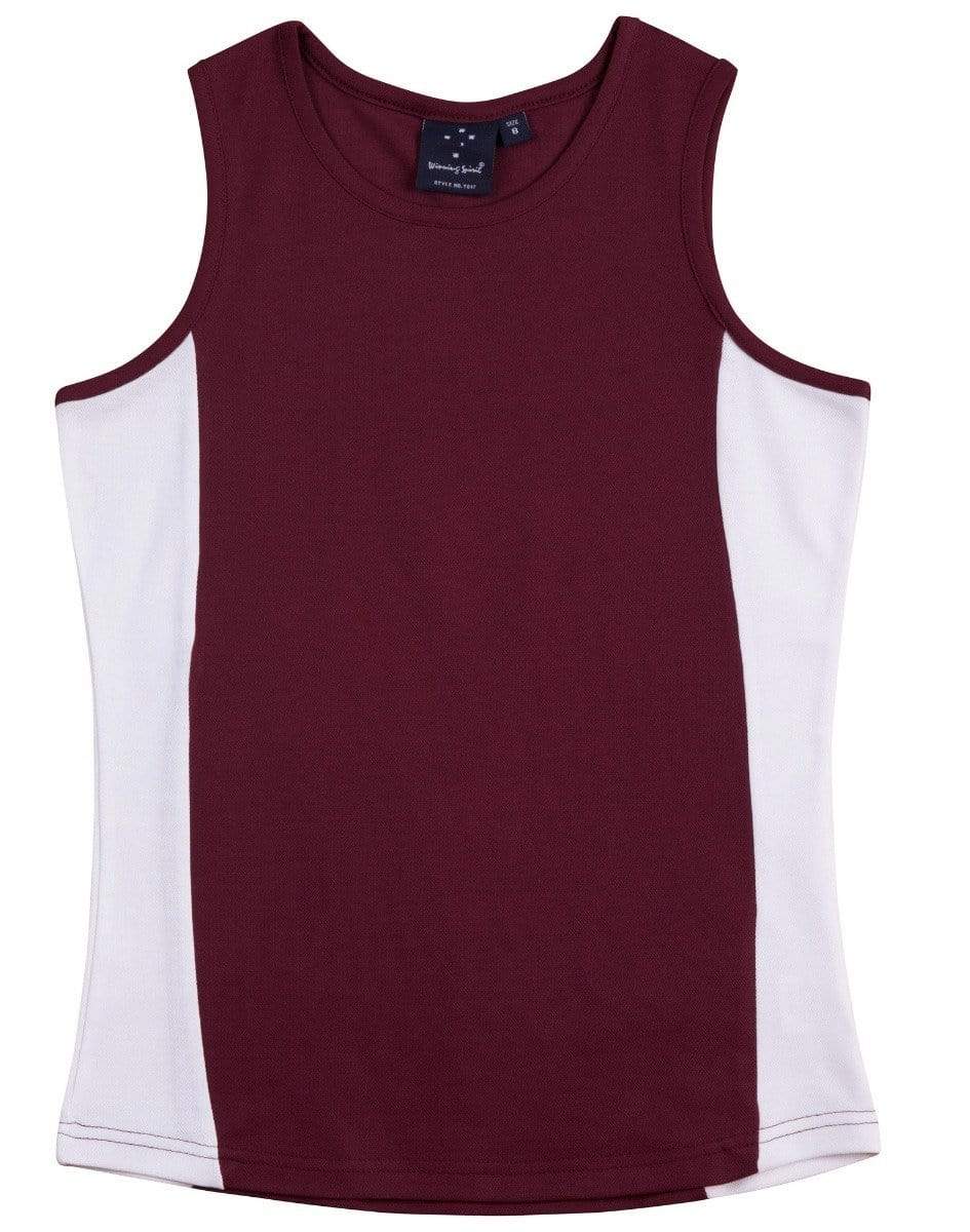 Winning Spirit Casual Wear Maroon/White / 16 WINNING SPIRIT TEAMMATE SINGLET Ladies  TS17