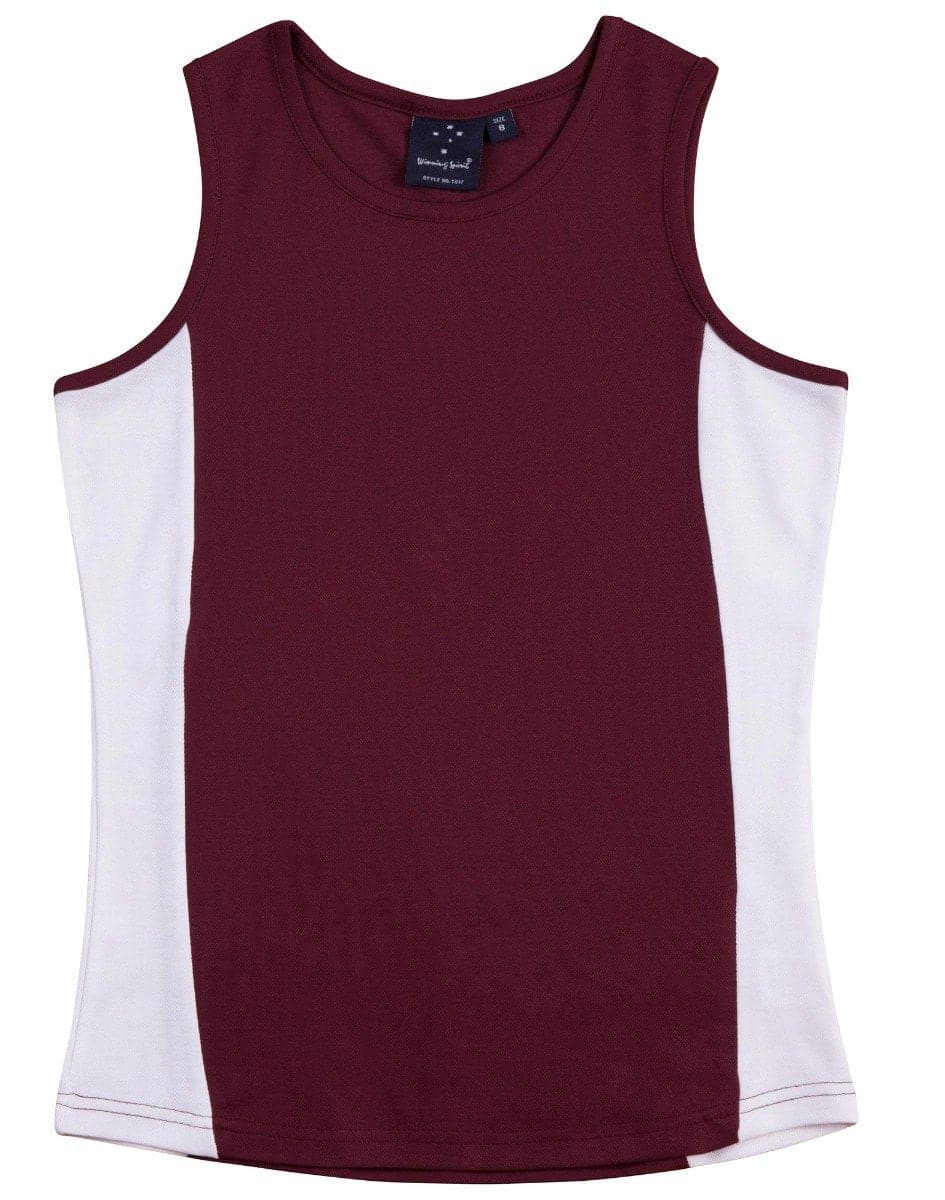 Winning Spirit Casual Wear Maroon/White / 18 WINNING SPIRIT TEAMMATE SINGLET Ladies  TS17