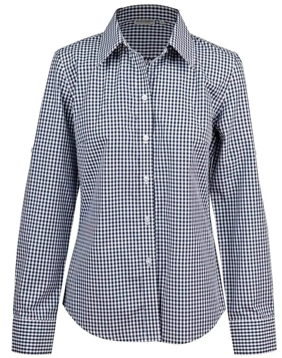 Winning Spirit Ladies’ Gingham Check Long Sleeve Shirt M8300L Metro Workwear.