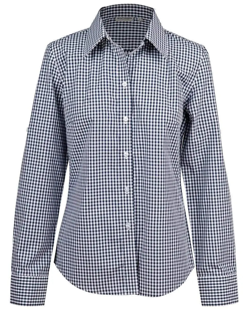 Winning Spirit Ladies’ Gingham Check Long Sleeve Shirt M8300L Metro Workwear.