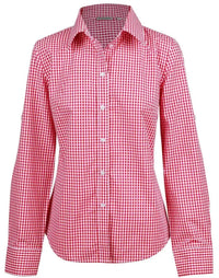Winning Spirit Ladies’ Gingham Check Long Sleeve Shirt M8300L Metro Workwear.