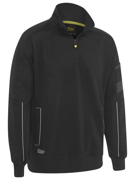 Bisley Work Fleece 1/4 Zip Pullover With Sherpa Lining BK6924 Worl Wear Bisley Workwear BLACK (BBLK) XS 