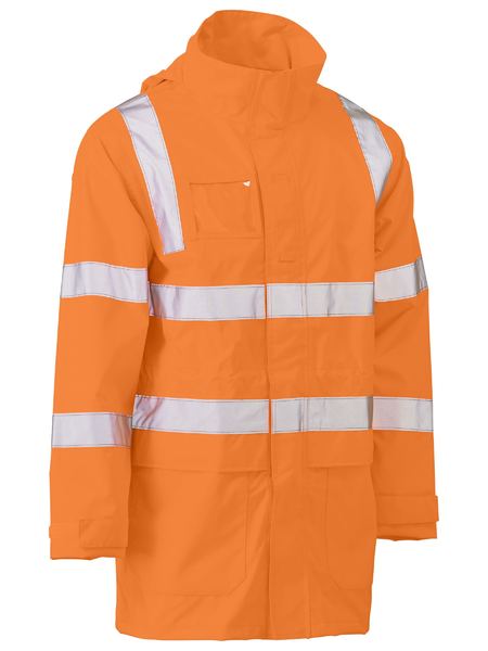 Bisley Workwear Taped Hi Vis Rail Wet Weather Jacket BJ6964T Worl Wear Bisley Workwear RAIL ORANGE (BVOR) XS 