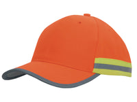 Headwear Hivis Cap 2 Tone Reflective Trim X12 - 3030 Cap Headwear Professionals Navy/Orange One Size 