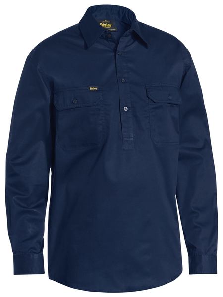 Bisley Workwear Closed Front Cool Lightweight Drill Long Sleeve Shirt BSC6820 Work Wear Bisley Workwear NAVY (BPCT) S 