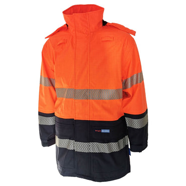 Hivis Fr & Hrc2 D/n Rain Jacket - 3467 Work Wear DNC Workwear Orange/Navy XS 