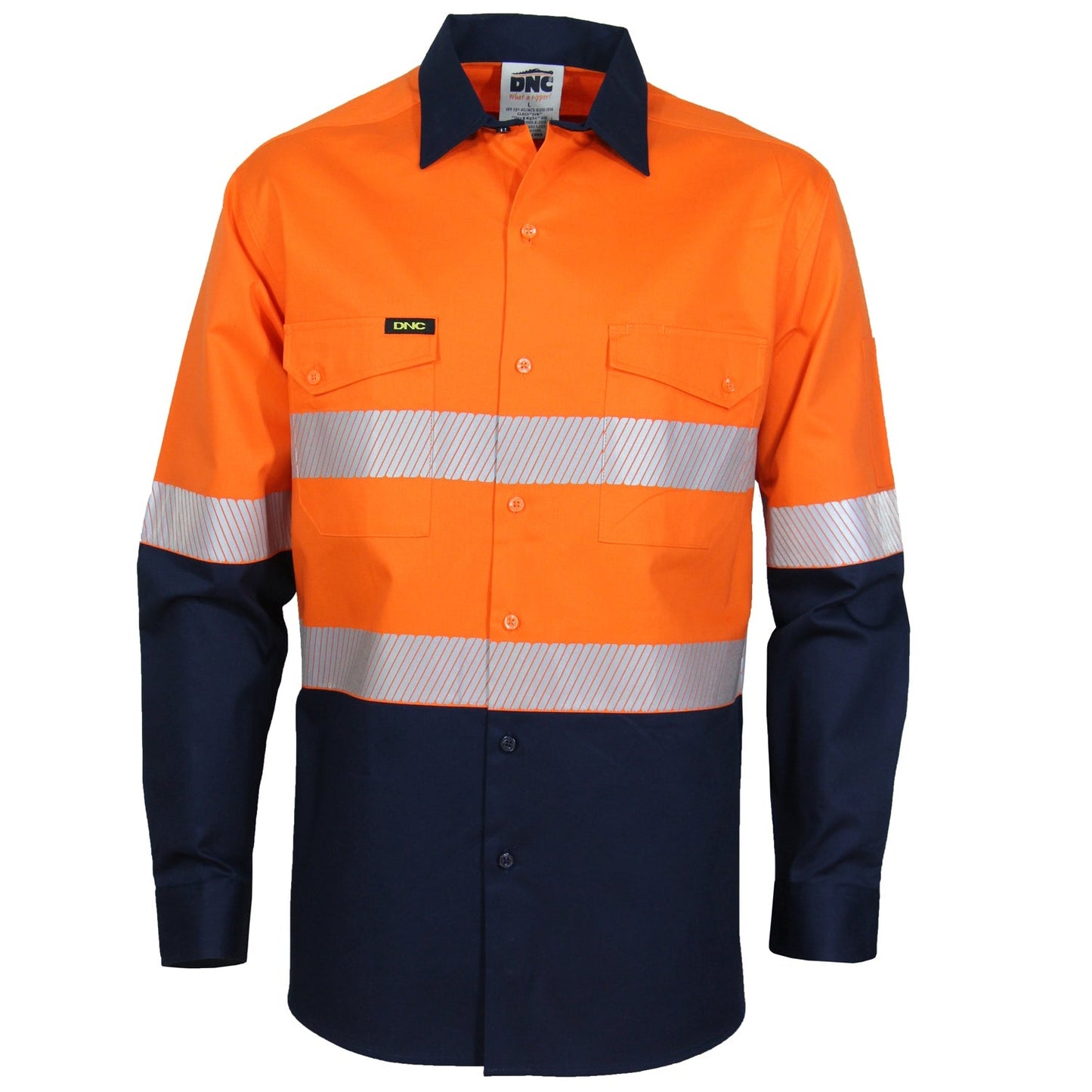 Hvs Segment Taped Coolight Sht - 3648 Work Wear DNC Workwear Orange/Navy XXS 