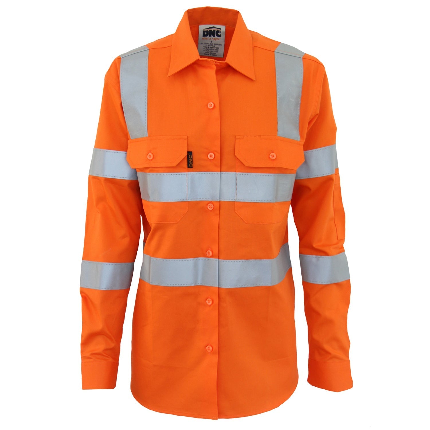 Ladies Hivis L/w Cotton Vic Rail Csr Shirt - 3742 Work Wear DNC Workwear Orange 6 