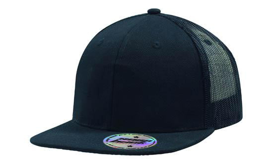 Headwear Mesh Back Cap W/flat Peak X12 - 3816 Cap Headwear Professionals Black One Size 