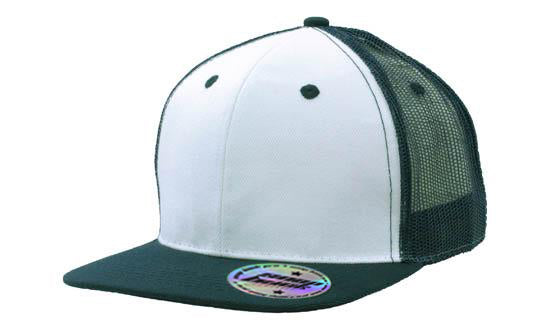 Headwear Mesh Back Cap W/flat Peak X12 - 3816 Cap Headwear Professionals White/Navy One Size 