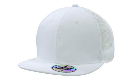 Headwear Mesh Back Cap W/flat Peak X12 - 3816 Cap Headwear Professionals White One Size 