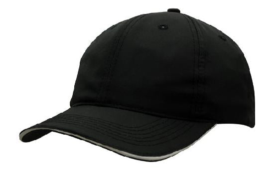 Headwear Spring Woven Cap With Strap & Clip X12 - 3817 Cap Headwear Professionals Black/White One Size 