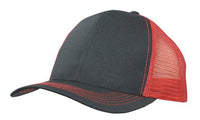 Headwear Mesh Back Breathable P/twill 3819 Caps X12 - 3819 Cap Headwear Professionals Black/Red One Size 