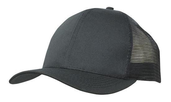 Headwear Mesh Back Breathable P/twill 3819 Caps X12 - 3819 Cap Headwear Professionals Black One Size 