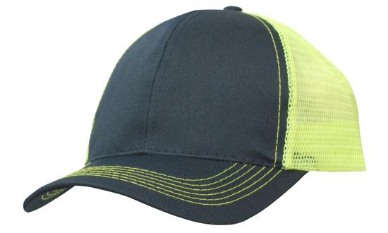 Headwear Mesh Back Breathable P/twill 3819 Caps X12 - 3819 Cap Headwear Professionals Navy/Green One Size 