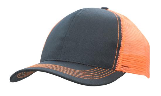 Headwear Mesh Back Breathable P/twill 3819 Caps X12 - 3819 Cap Headwear Professionals Navy/Orange One Size 