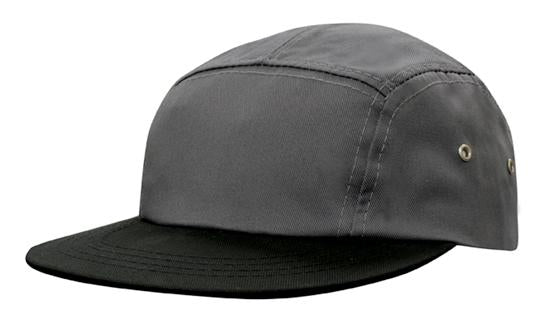 Headwear Square Front Flat Peak Cotton X12 - 3899 Cap Headwear Professionals Charcoal/Black One Size 