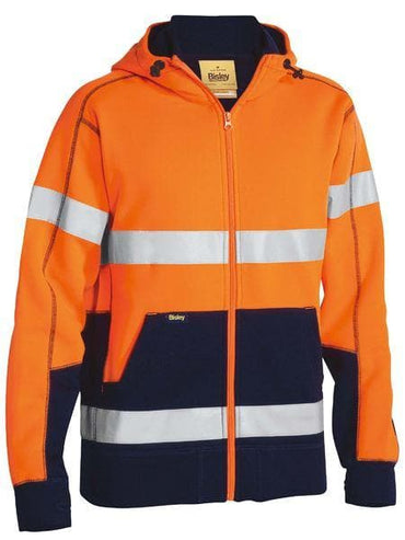 Taped Hi Vis Zip Fleece Hoodie With Sherpa Lining  BK6988T  Bisley Workwear ORGANGE/NAVY (TT05) XS 