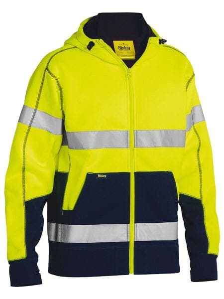 Taped Hi Vis Zip Fleece Hoodie With Sherpa Lining  BK6988T  Bisley Workwear YELLOW/NAVY (TT04) XS 