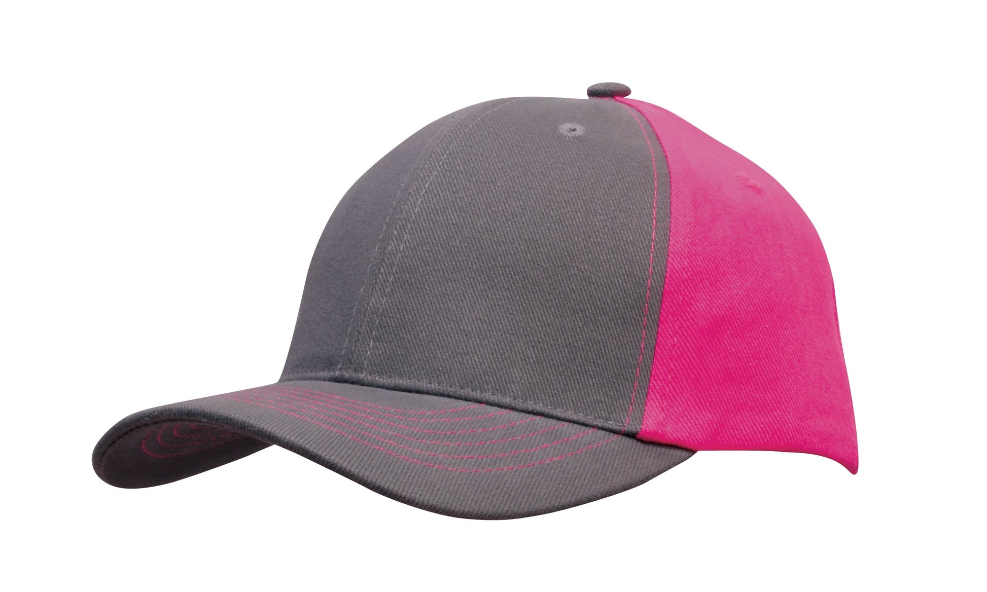 Headwear Brushed Heavy Cotton 2 Tone X12 - 4001 Cap Headwear Professionals Charcoal/Hot Pink One Size 