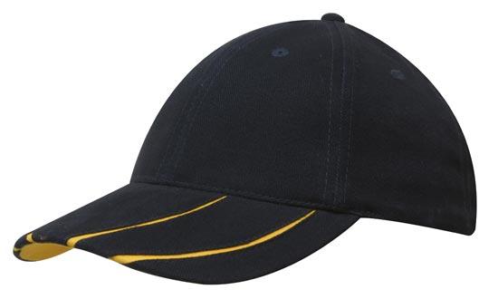 Headwear Bhc Cap With Peak Inserts X12 - 4018 Cap Headwear Professionals Navy/Gold One Size 