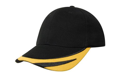 Headwear Bhc W/peak Trim & Fmbroidery X12 - 4072 Cap Headwear Professionals Black/Gold One Size 