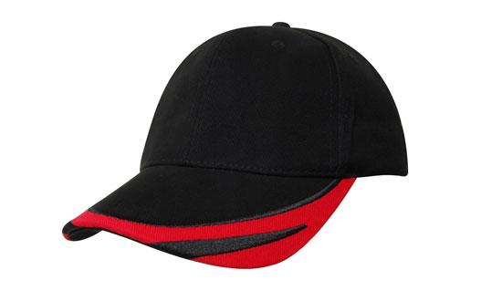 Headwear Bhc W/peak Trim & Fmbroidery X12 - 4072 Cap Headwear Professionals Black/Red One Size 