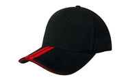 Headwear Bhc 2 Stripe Peak & Sandwich X12 - 4074 Cap Headwear Professionals Black/Red One Size 