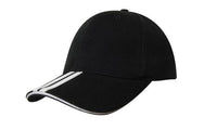 Headwear Bhc 2 Stripe Peak & Sandwich X12 - 4074 Cap Headwear Professionals Black/White One Size 
