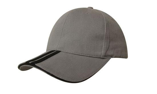 Headwear Bhc 2 Stripe Peak & Sandwich X12 - 4074 Cap Headwear Professionals Charcoal/Black One Size 