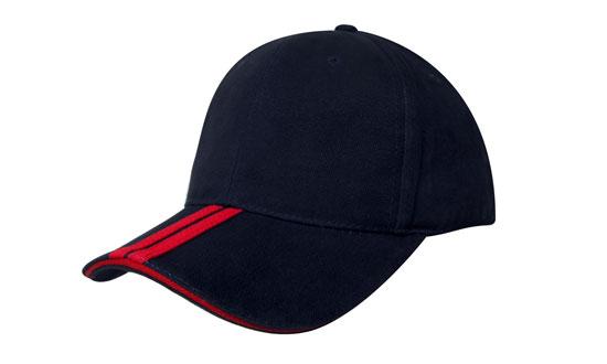 Headwear Bhc 2 Stripe Peak & Sandwich X12 - 4074 Cap Headwear Professionals Navy/Red One Size 