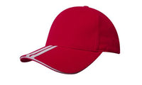 Headwear Bhc 2 Stripe Peak & Sandwich X12 - 4074 Cap Headwear Professionals Red/White One Size 