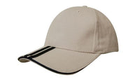 Headwear Bhc 2 Stripe Peak & Sandwich X12 - 4074 Cap Headwear Professionals Stone/Navy One Size 