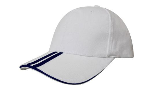 Headwear Bhc 2 Stripe Peak & Sandwich X12 - 4074 Cap Headwear Professionals White/Navy One Size 