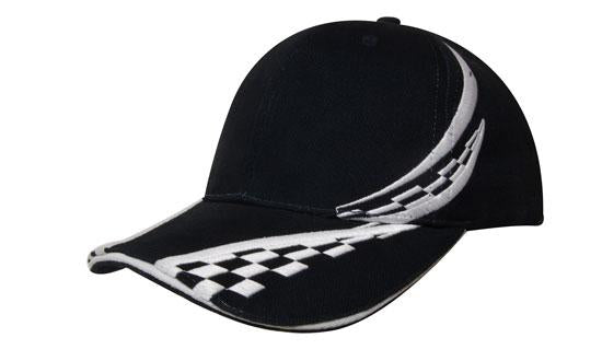 Headwear Checker Embroidery & Sandwich X12 - 4076 Cap Headwear Professionals Black/White One Size 