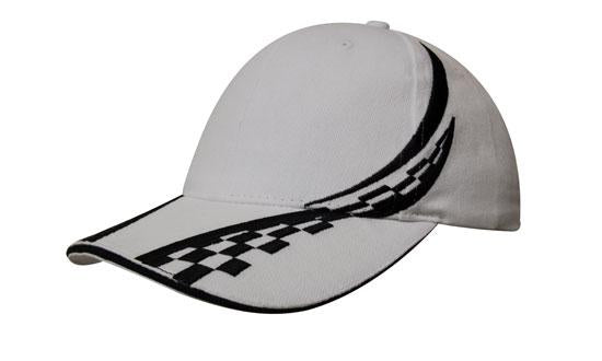 Headwear Checker Embroidery & Sandwich X12 - 4076 Cap Headwear Professionals White/Black One Size 
