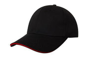 Headwear Chino Twill Cap W/sandwcih  X12 - 4080 Cap Headwear Professionals Black/Red One Size 