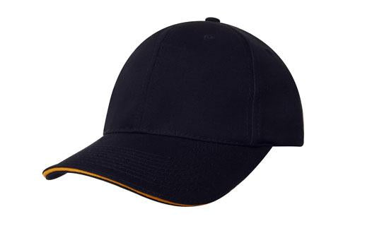 Headwear Chino Twill Cap W/sandwcih  X12 - 4080 Cap Headwear Professionals Navy/Gold One Size 