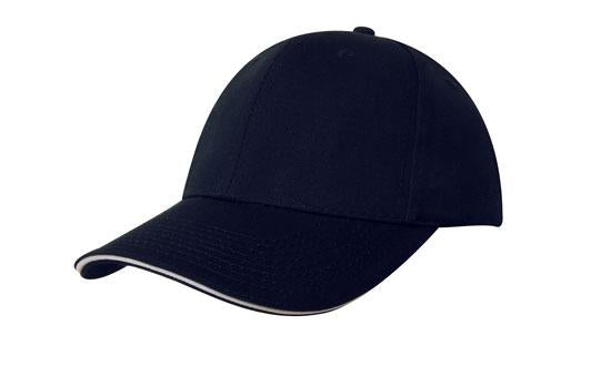 Headwear Chino Twill Cap W/sandwcih  X12 - 4080 Cap Headwear Professionals Navy/White One Size 