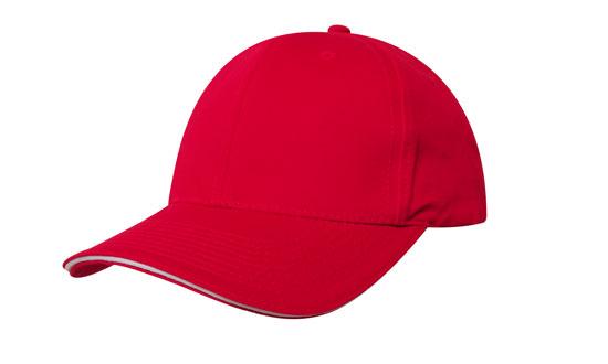 Headwear Chino Twill Cap W/sandwcih  X12 - 4080 Cap Headwear Professionals Red/White One Size 