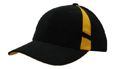 Headwear Cap With Crown Inserts X12 - 4096 Cap Headwear Professionals Black/Gold One Size 