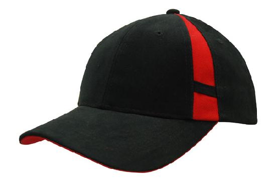 Headwear Cap With Crown Inserts X12 - 4096 Cap Headwear Professionals Black/Red One Size 